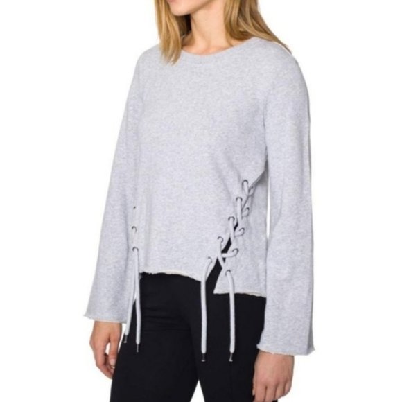 Betsey Johnson Tops - Betsey Johnson Gray Cropper Lace Up Sweatshirt EUC sz XS